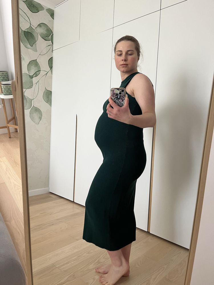 Сукня для вагітних Mango, колір зелений смарагдовий, розмір One size