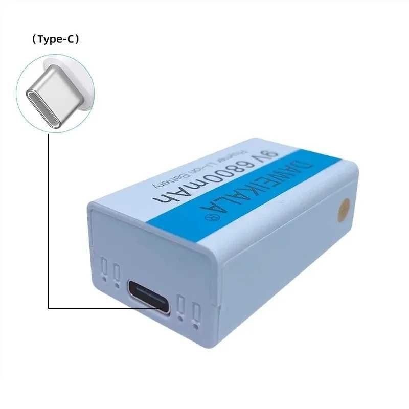 Акумулятор Крона 9V 6800mAh Li-Ion Daweikala, зарядка через Type-C