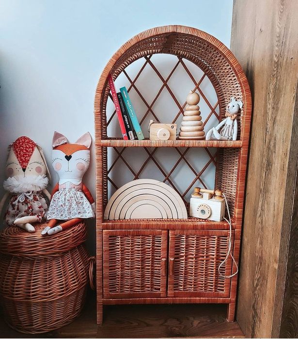 Wiklinowa Etazerka z drzwiczkami łuk handmade regał, szafka, półka