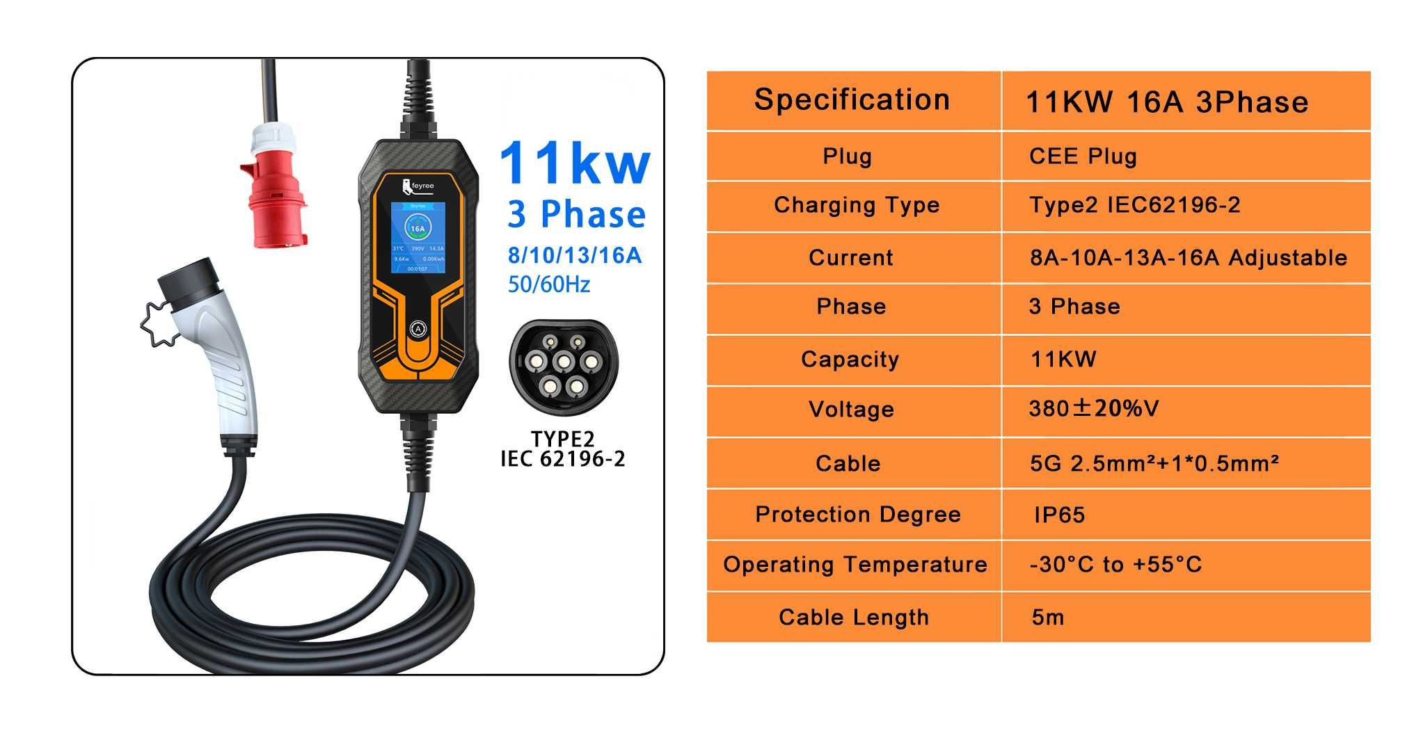 Nowa Ładowarka Wallbox 11KW 3-FAZY 16A TYP 2 + etui