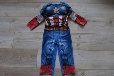 Strój karnawałowy Kapitan Ameryka Marvel z mięśniami r 98-104, 3-4 lat