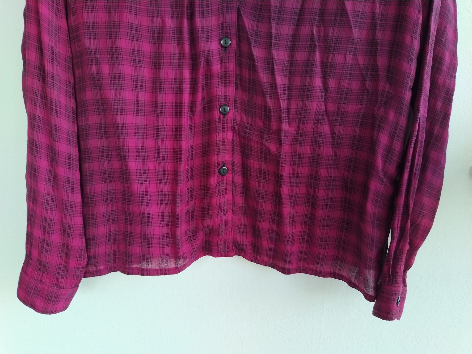 Blusa quadriculada bordeaux - Manuela Bastos - Tamanho L