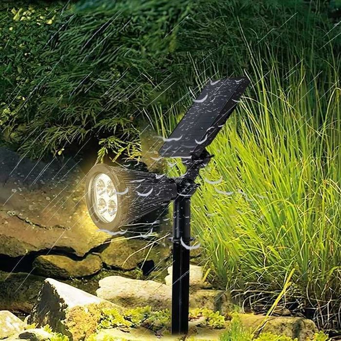 Lampa solarna LED RGB wbijana ogrodowa czujnik zmierzchu reflektor