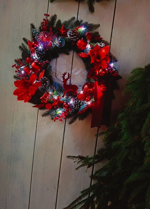 Wianek świąteczny Boże Narodzenie kolor czerwony