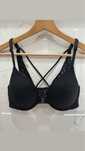 Stanik Victoria’s Secret Pink czarny koronka sznurki plecy 32C D70