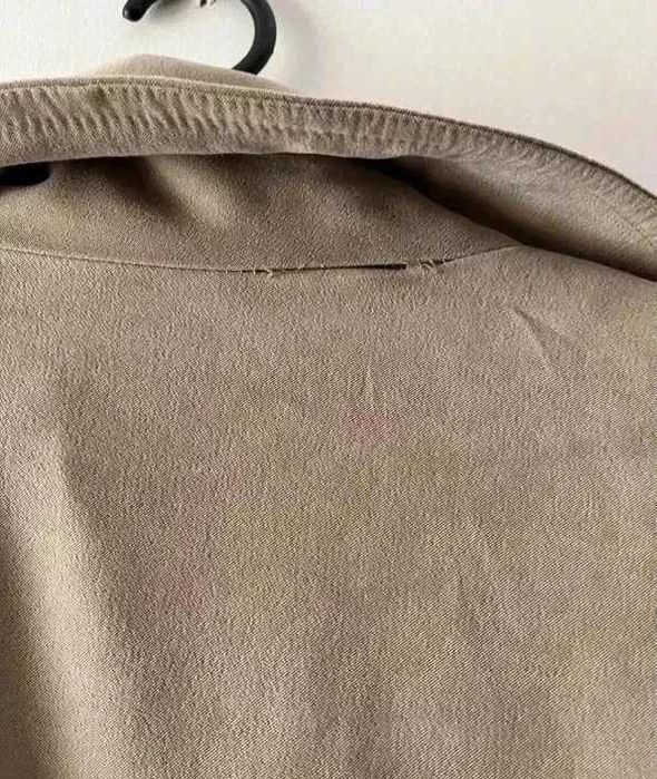 Klasyczny długi beżowy płaszcz trencz damski vintage M 38