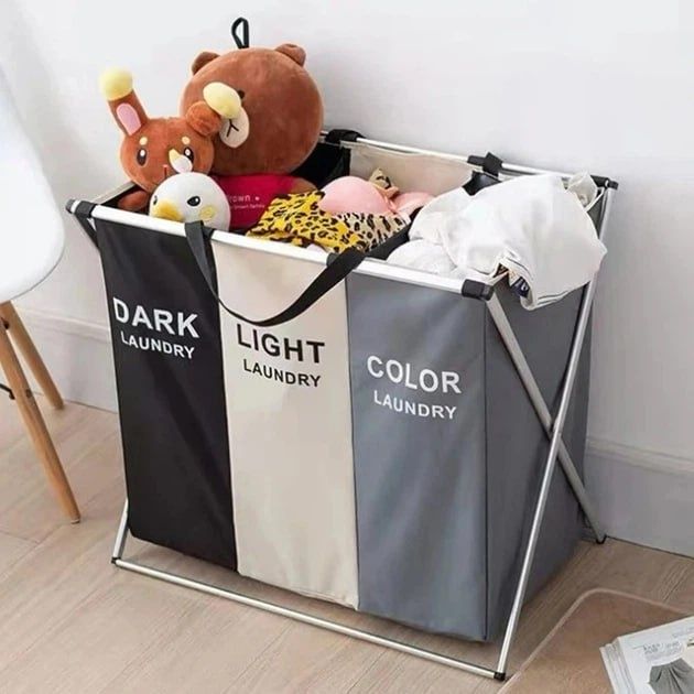 Кошик для білизни Розкладний корзина для білизни 3секції Кошик у ванну