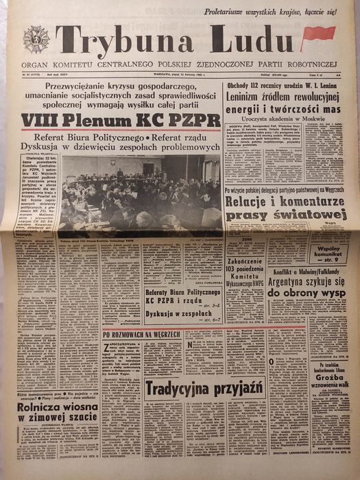 Trybuna ludu 23 kwietnia 1982 rok