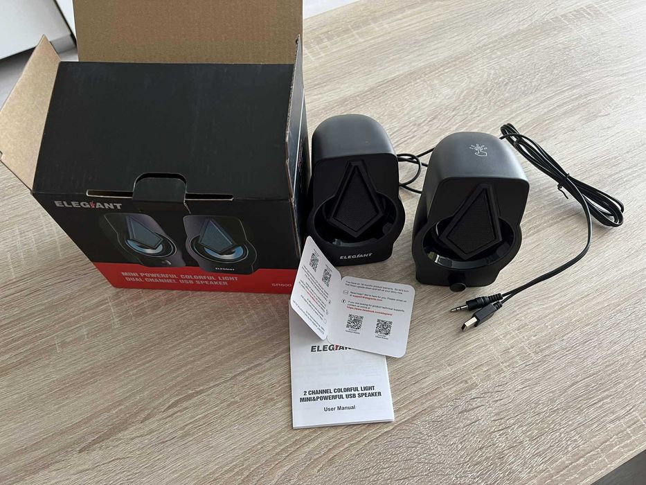 Zestaw głośników komputerowych 2.0 ELEGIANT SR600 10W LED