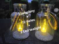 2 szt Lampionów ogrodowych + 12 świec + 2 migające tealighty Led