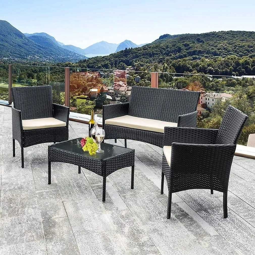 NOWY ZESTAW Meble Ogrodowe Technorattan 4-OS z Poduszkami Sofa Stolik