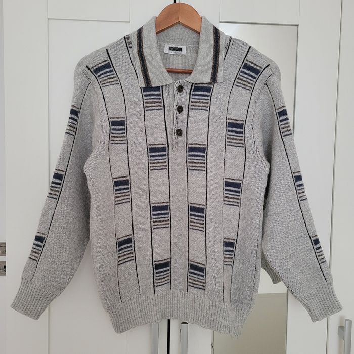 Sweter męski Ammann roz. 46/S  żywa wełna, wolle