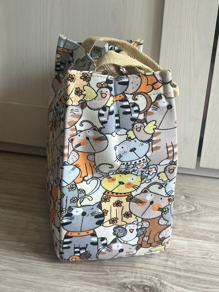 Praktyczna torba materiałowa z motywem kotów