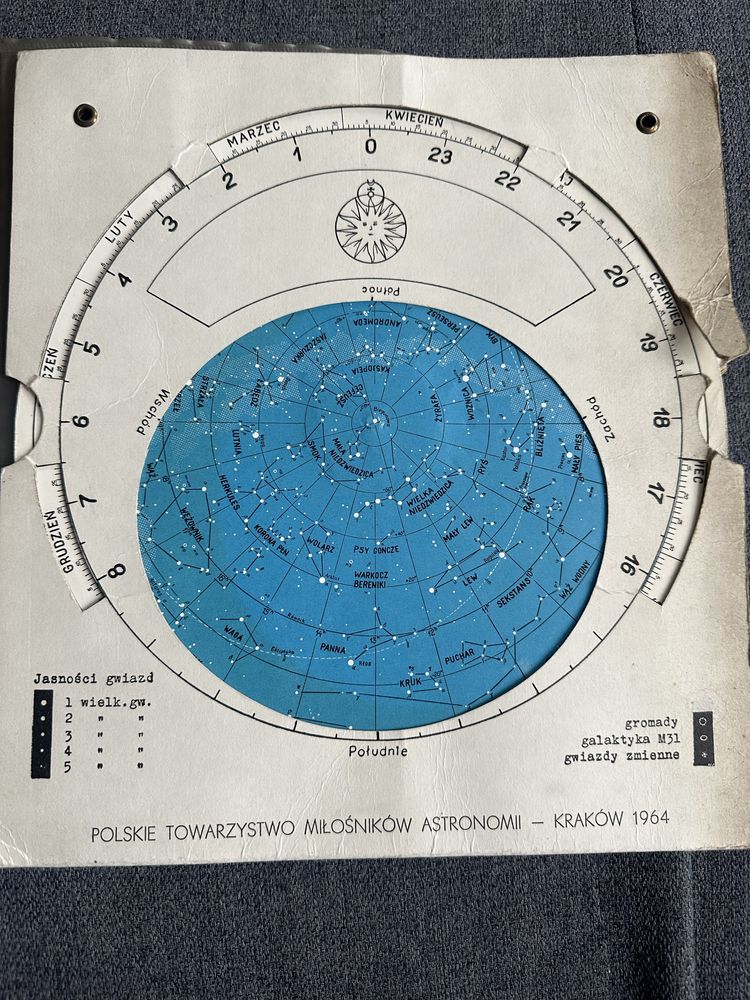 Stara obrotowa mapa nieba Kraków 1964 unikat kolekcjonerska
