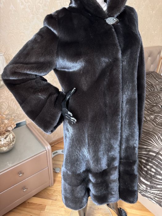 22.12 Київ примірки! Норкова шуба 100 см, 42-46, blacknafa