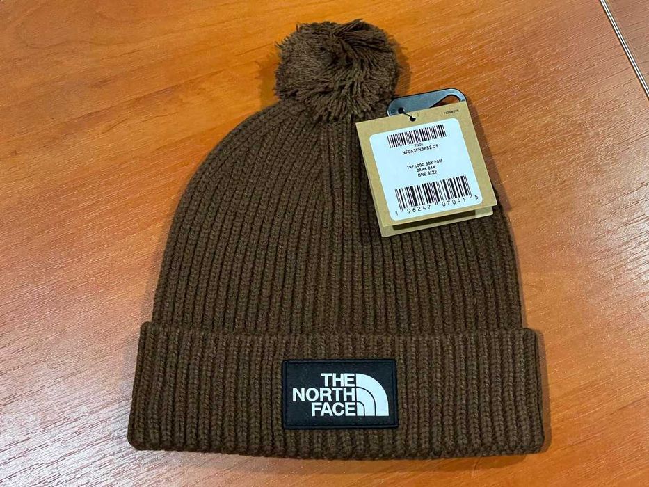 The north face tnf logo box pom beanie шапка оригінал унісекс