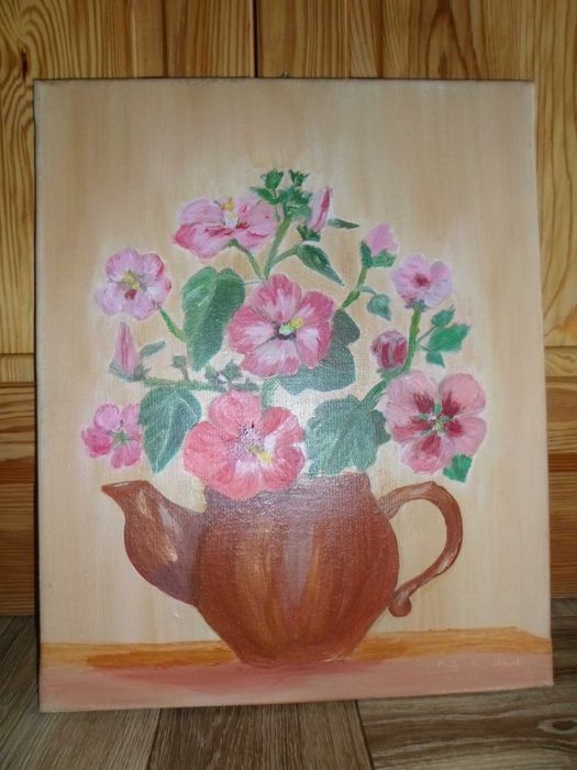 M. Kojat "Kwiaty w wazonie" 97r. - obraz, sygnowany olej na płótnie.