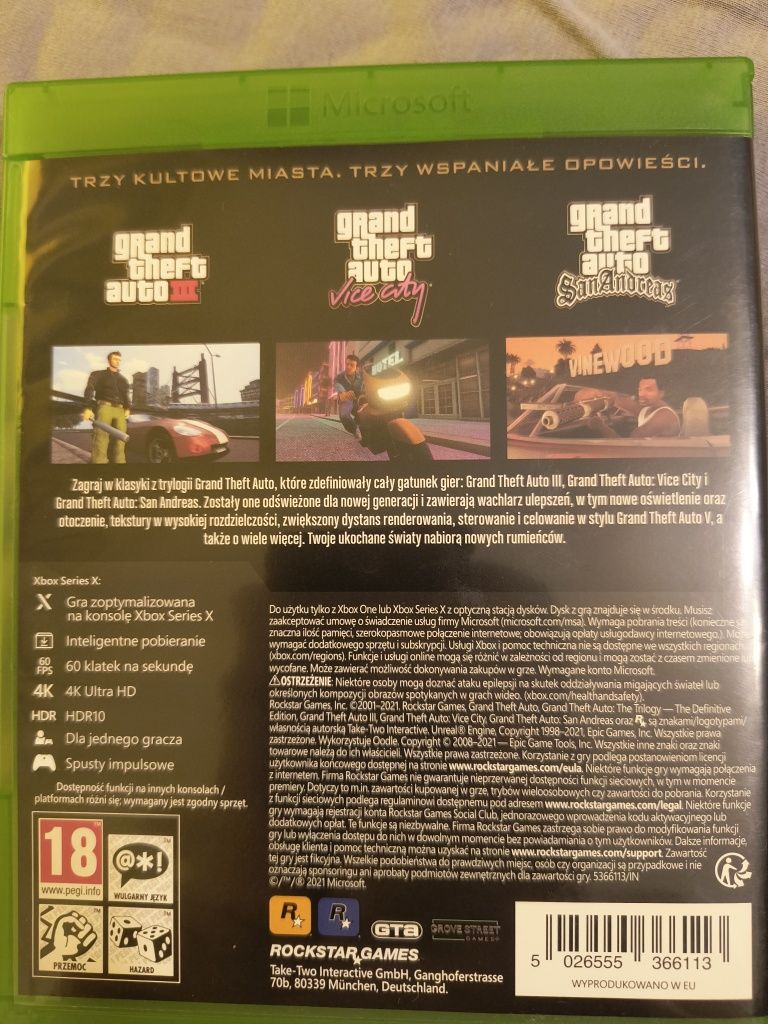 GTA Trilogy:GTA III, San Andreas, Vice City XBOX ONE, X PL