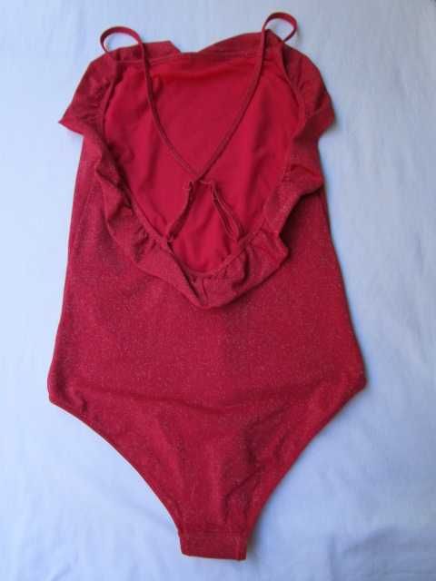 Fato de Banho Brilhante com folho, cor vermelho, Massimo Dutti