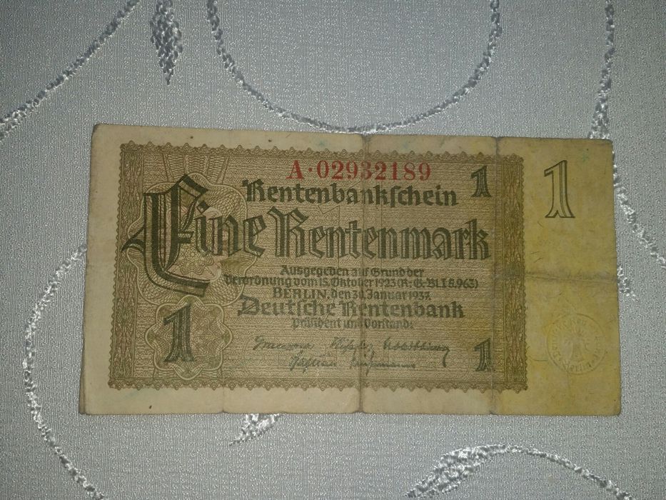 III Rzesza 1 Marka niemiecka z 1937 roku seria A.