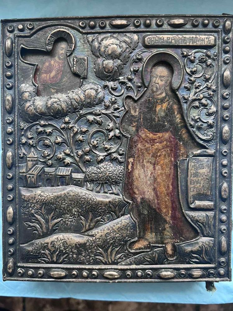 Икона святой Наум в серебре