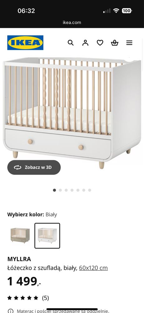 Łóżeczko i przewijak myllra