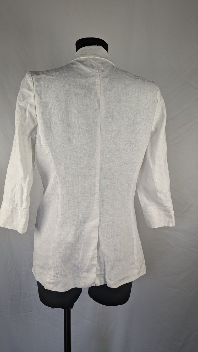 Denim Co lniana letnia biała marynarka żakiet 100% len 38