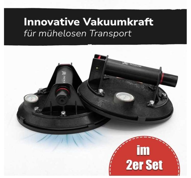 Zestaw 2 przyssawek z manometrem, średnica 20cm, udźwig do 300kg NINJA