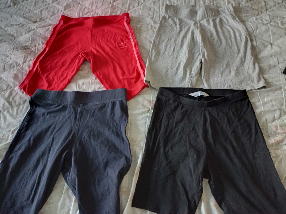 спортивные штаны на/ для девочки/ лосины/ шорты р. 164 Adidas 3штуки