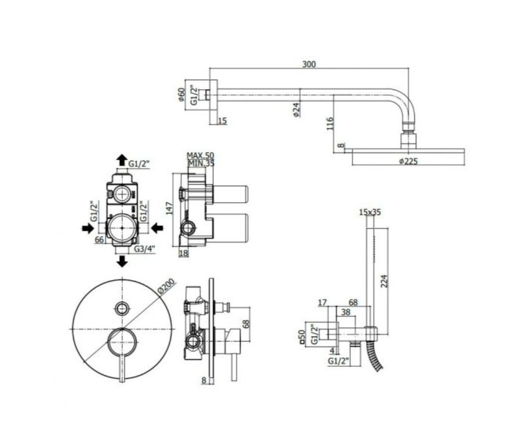 Paffoni Shower KITLIG015CR ZDUP110CR Душова система прихований монтаж