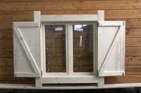 Okno drewniane z okiennicą ZESPOLONE - CIEPŁE 90x90 okiennice domek