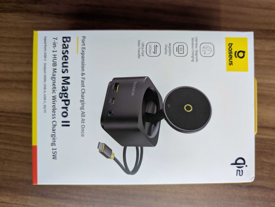USB-хаб бездротова зарядка Baseus HUB 7in1 MagPro Series 2 Type-C