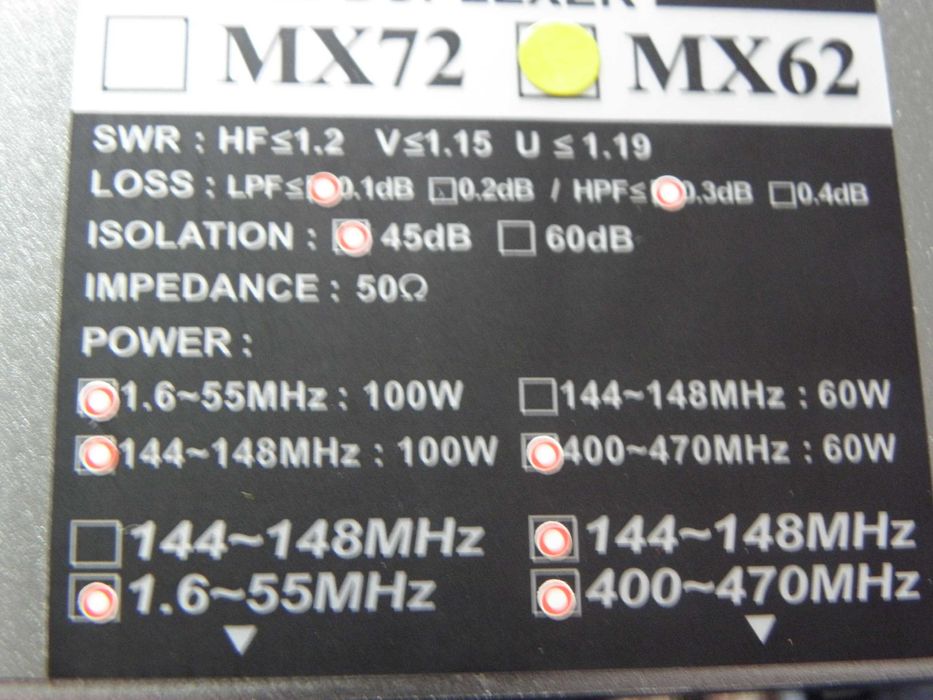 MX-62 duplexer antenowy UKF i KF  2 anteny na jednym przewodzie