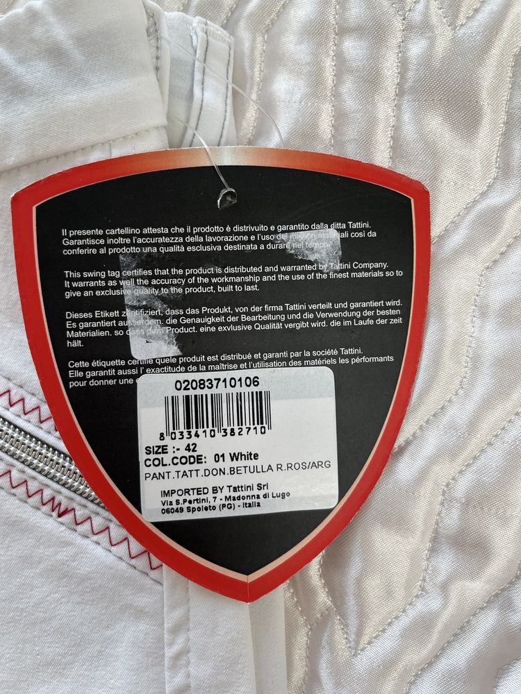 Bryczesy damskie białe Tattini Donna Betulla z silikonowym lejem 36/S