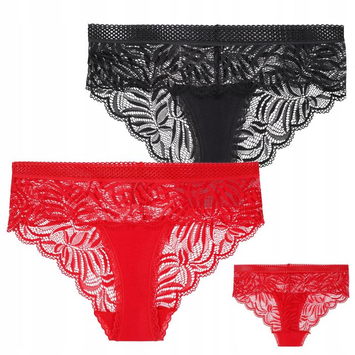 Figi Damskie Koronkowe Majtki Eleganckie  Zestaw 2-Szt. Moraj XXL
