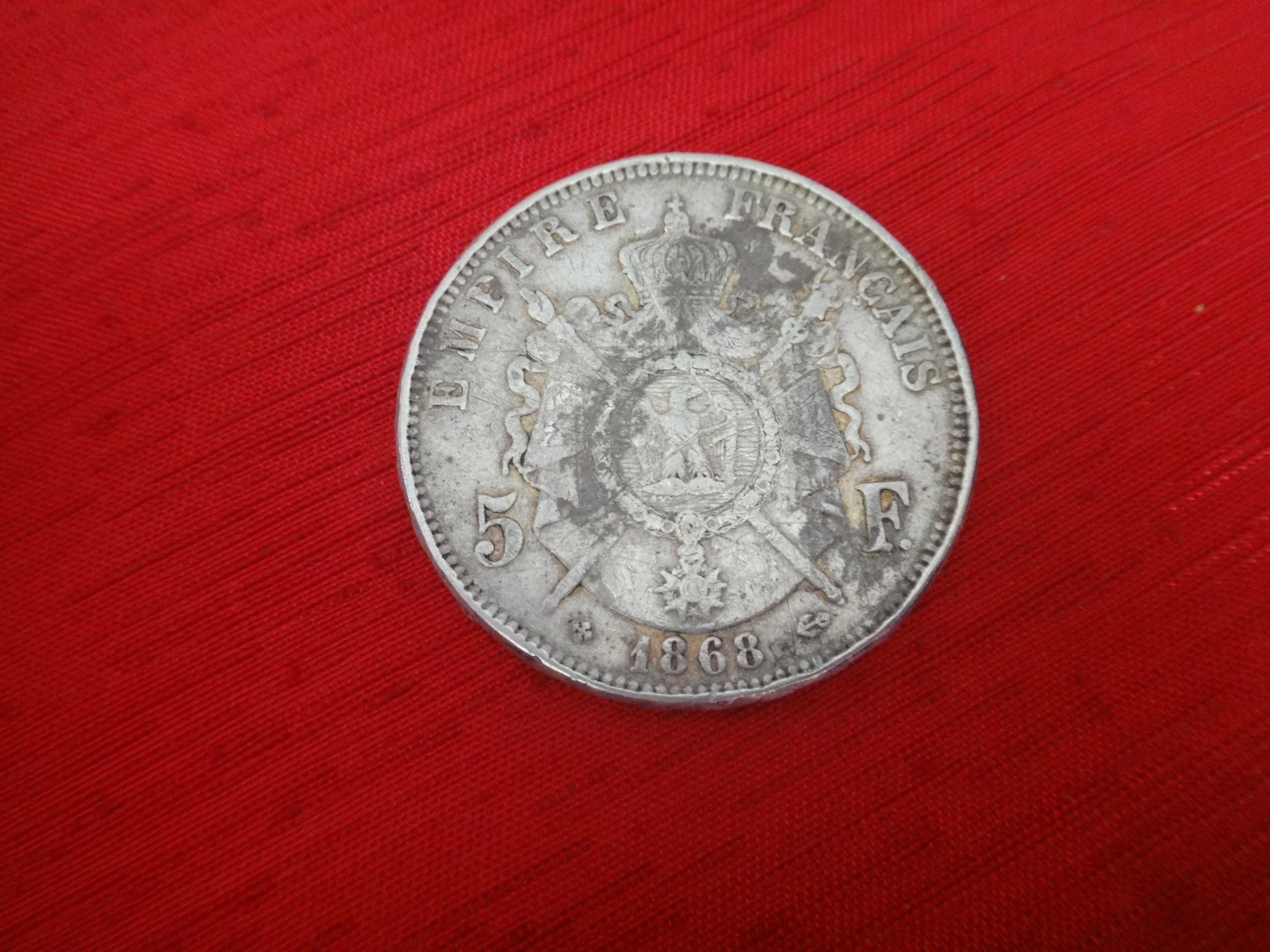 Srebrna moneta Napoleon III 5 franków 1868