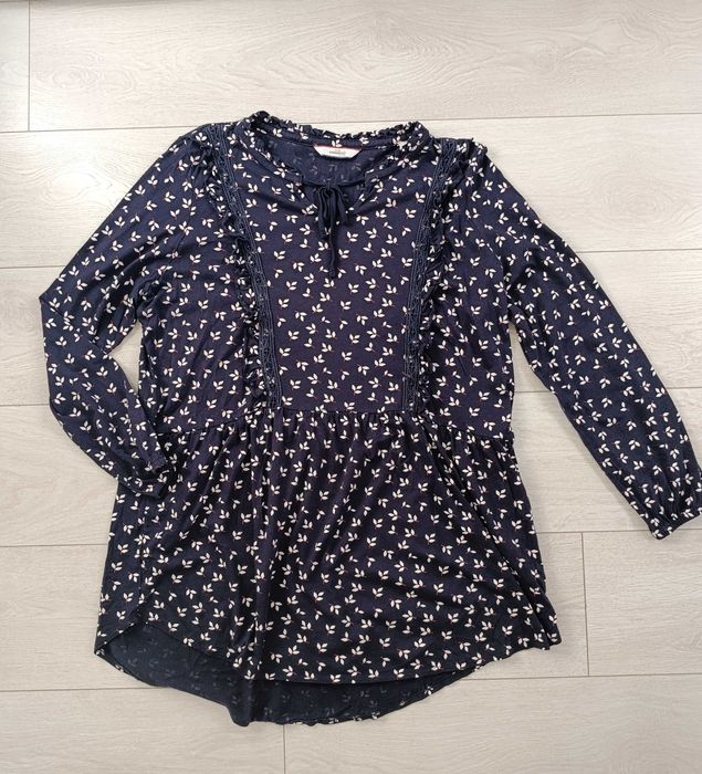 Bawełniana długa bluzka sukienka tunika granatowa 2XL