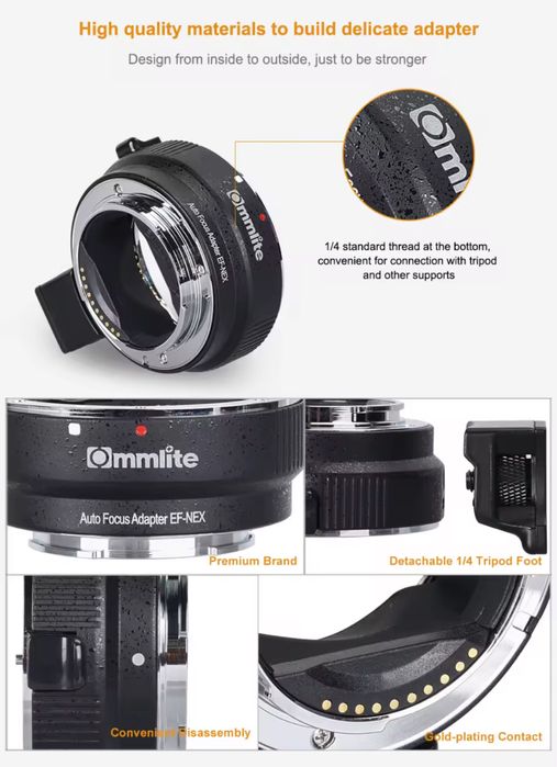 Adaptador Commlite AF de Lentes Canon EF e EFs para Sony E