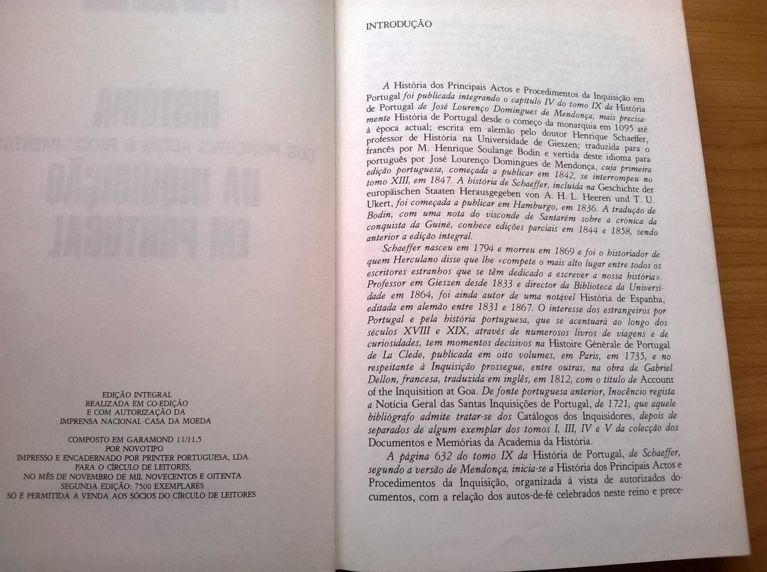 História da Inquisição em Portugal - José Lourenço D. Mendonça e Antó.