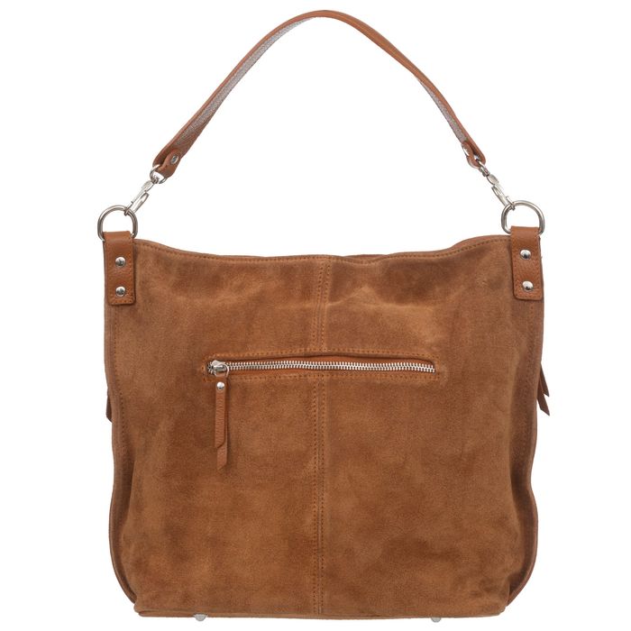 VEZZE torebka damska zamszowa worek z paskiem na ramię V551 kremowa