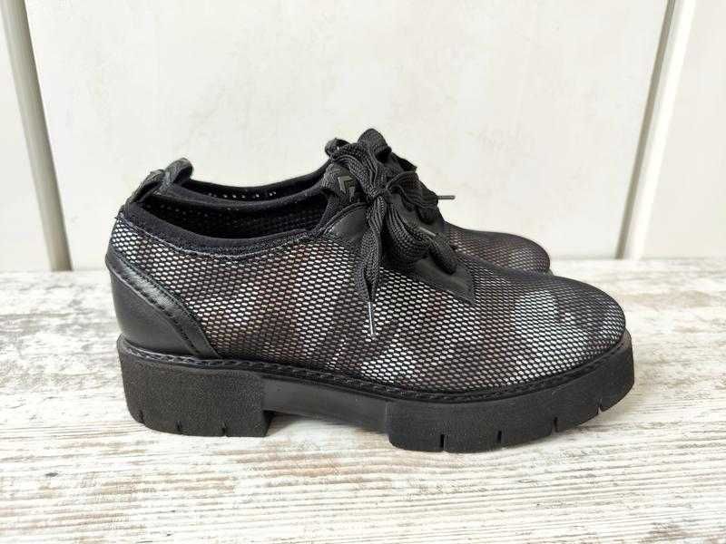 Oxs італія стильні оригінальні жіночі туфлі дербі текстиль шкіра