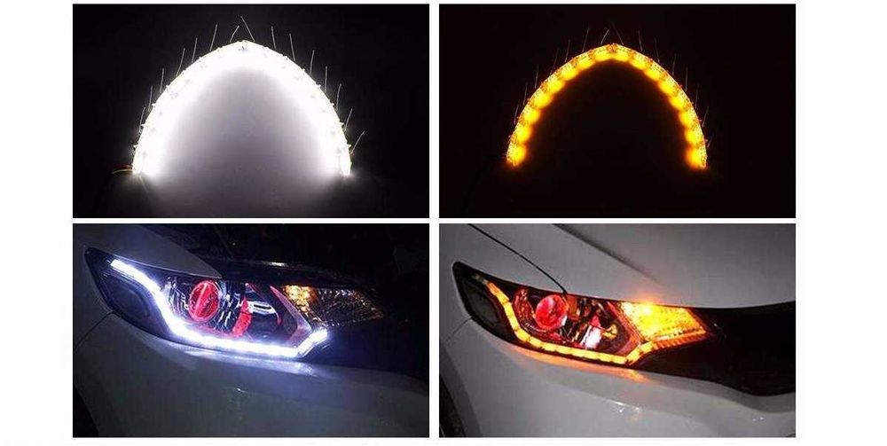 Crystal LED DRL, ДХО с бегущим или мигающим поворотом кристалы гибкие