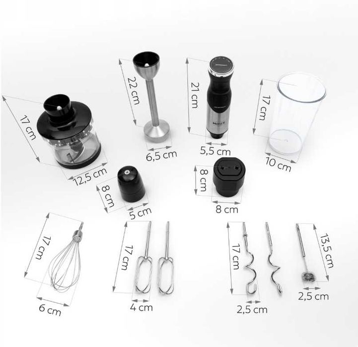 Blender ręczny 1500W czarny Berdsen tytanowe ostrza wielofunkcyjny 6w1