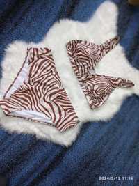 Bikini 18 xxxl 46 nowy strój kostium kąpielowy zebra wiązany lato base