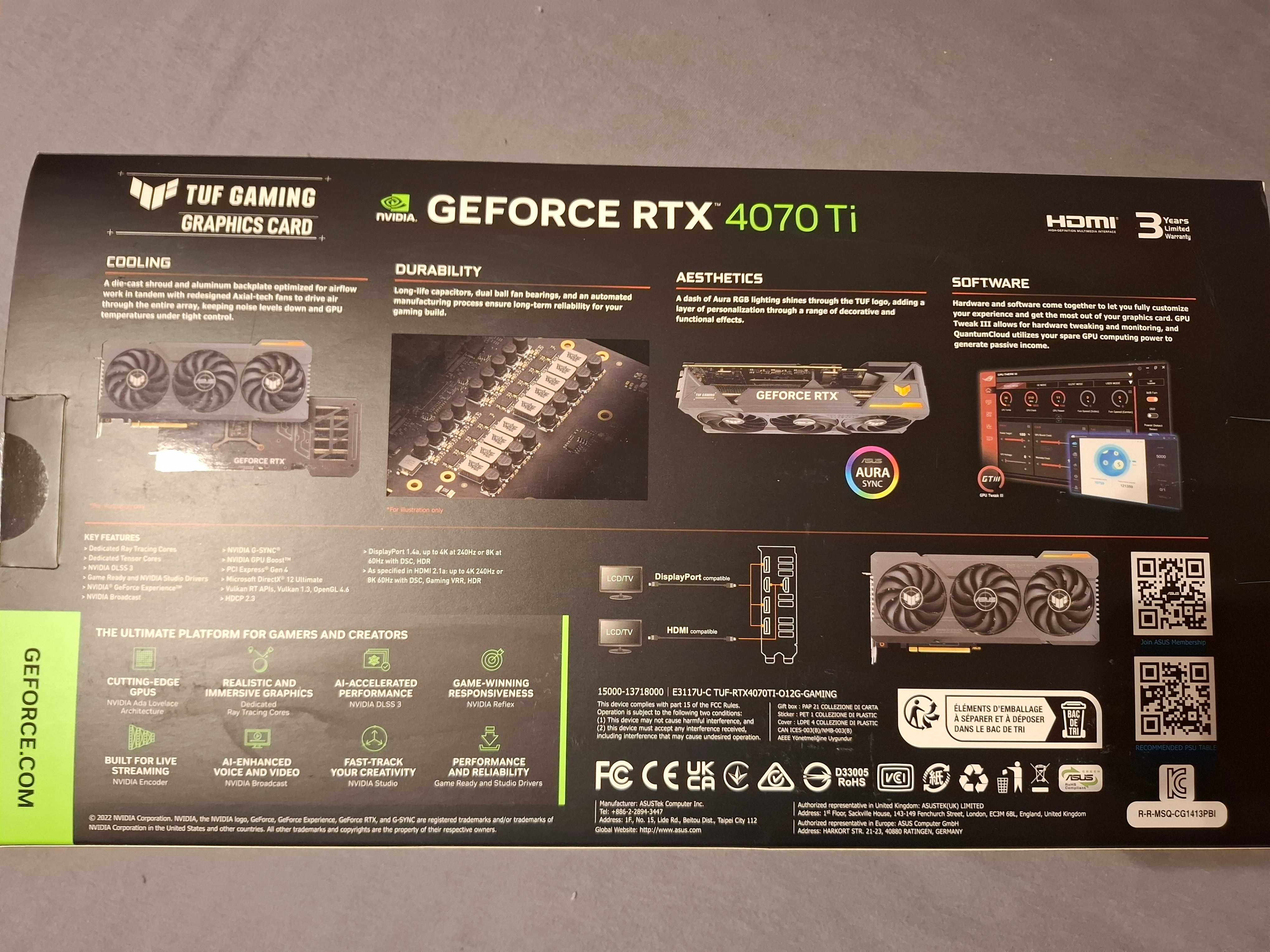 Asus TUF Gaming RTX 4070 Ti OC 12GB GDDR6X Gwarancja FV