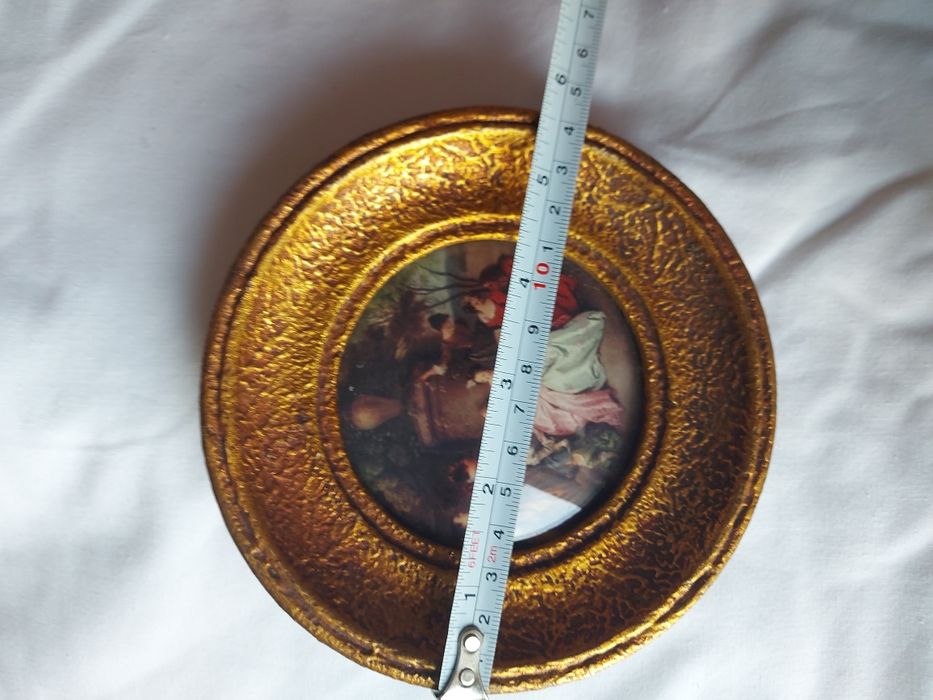 Gravuras em miniatura estilo Florentino, moldura patinada a ouro