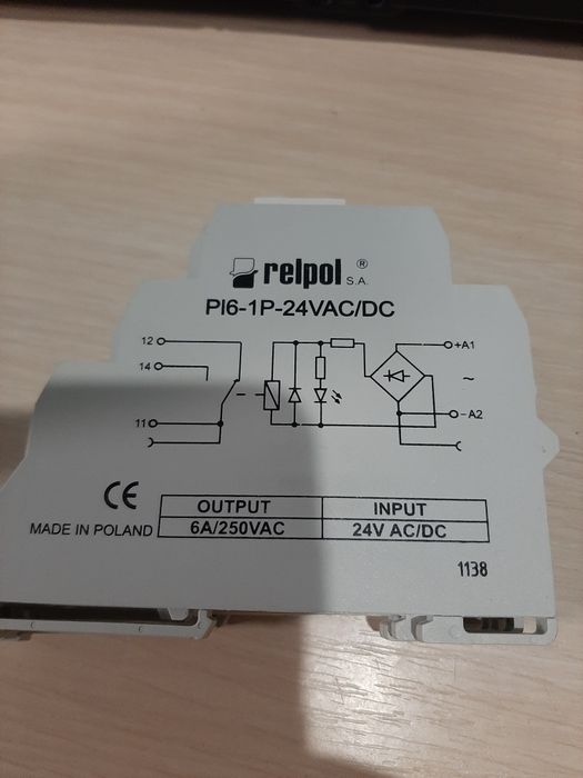 Реле интерфейсное Relpo PI6-1P-24VAC/DC PI6-1P-24VAC. PI6-1P-230VAC/DC