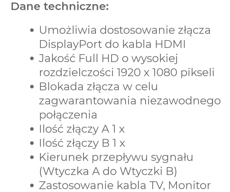 Nowy Hama Adapter przejściówka Displayport