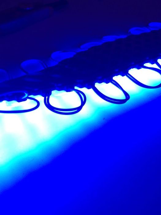 Moduł LED niebieski 3W 7,5 cm soczewka 12V