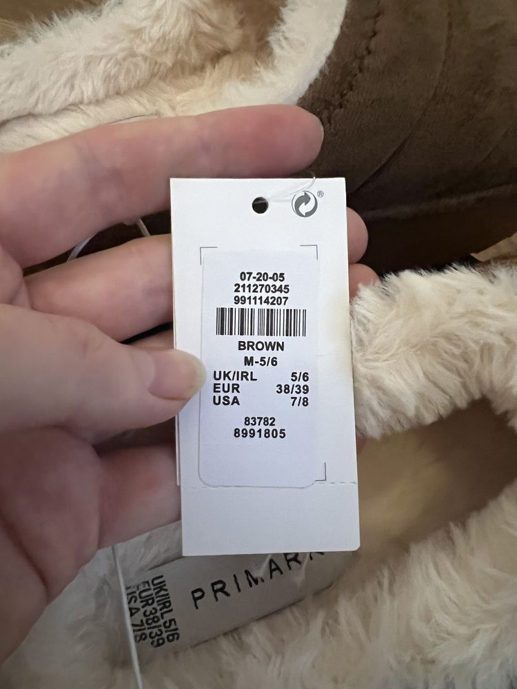 Нові тапочки Primark Padded Slippers, M (38/39), коричневі